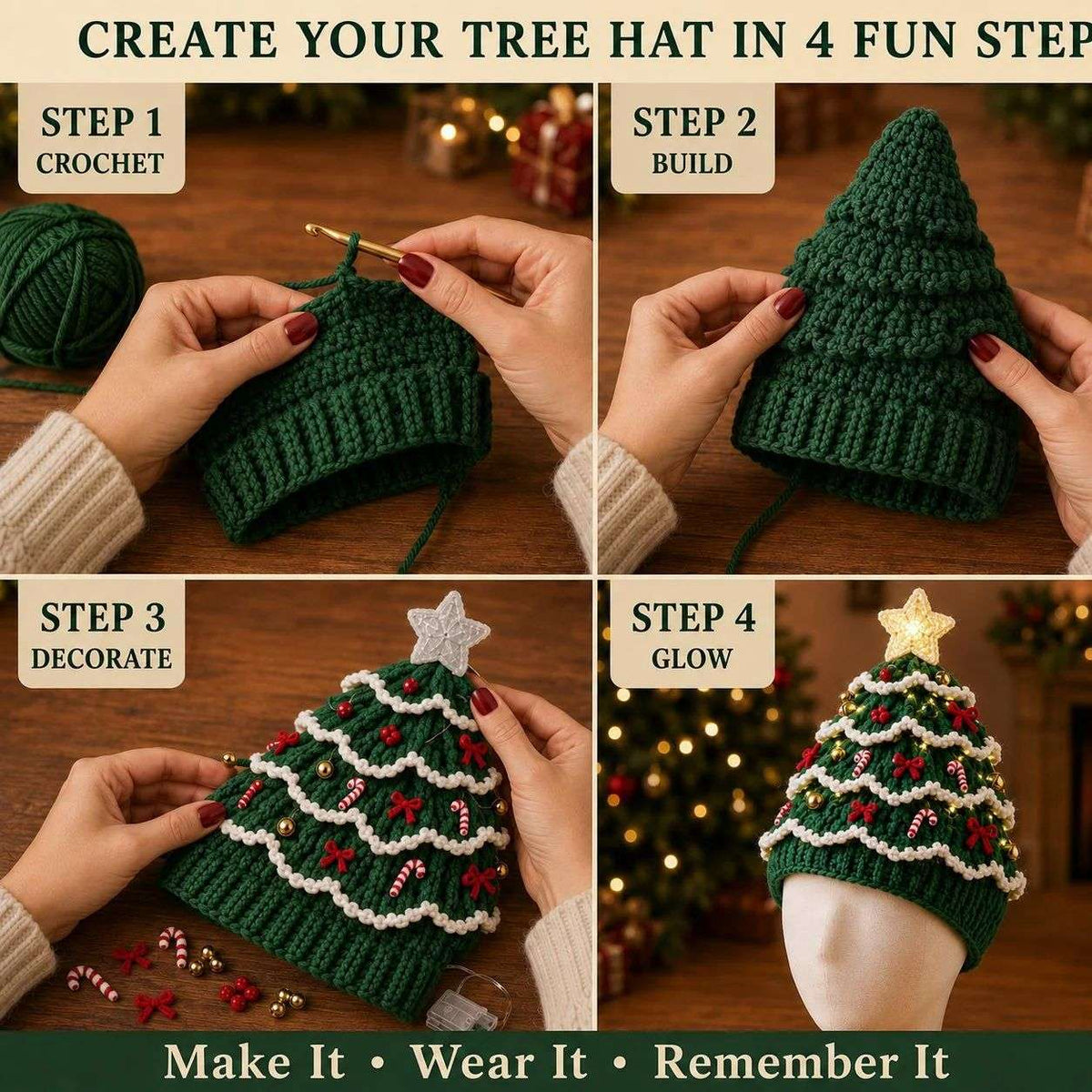 Layla's Christmas Tree Crochet Hat Kit