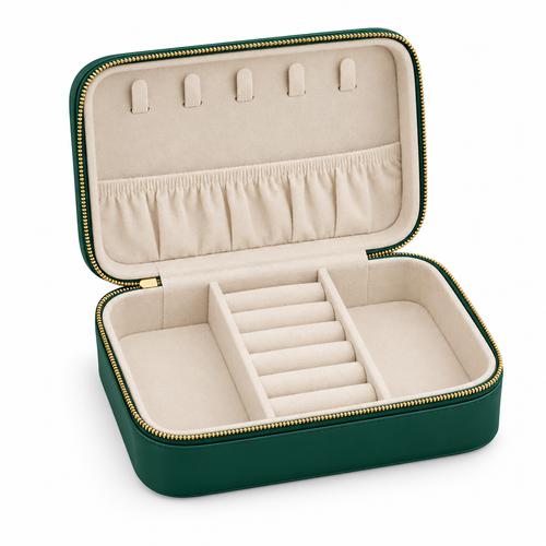 Emerald travel jewelry case